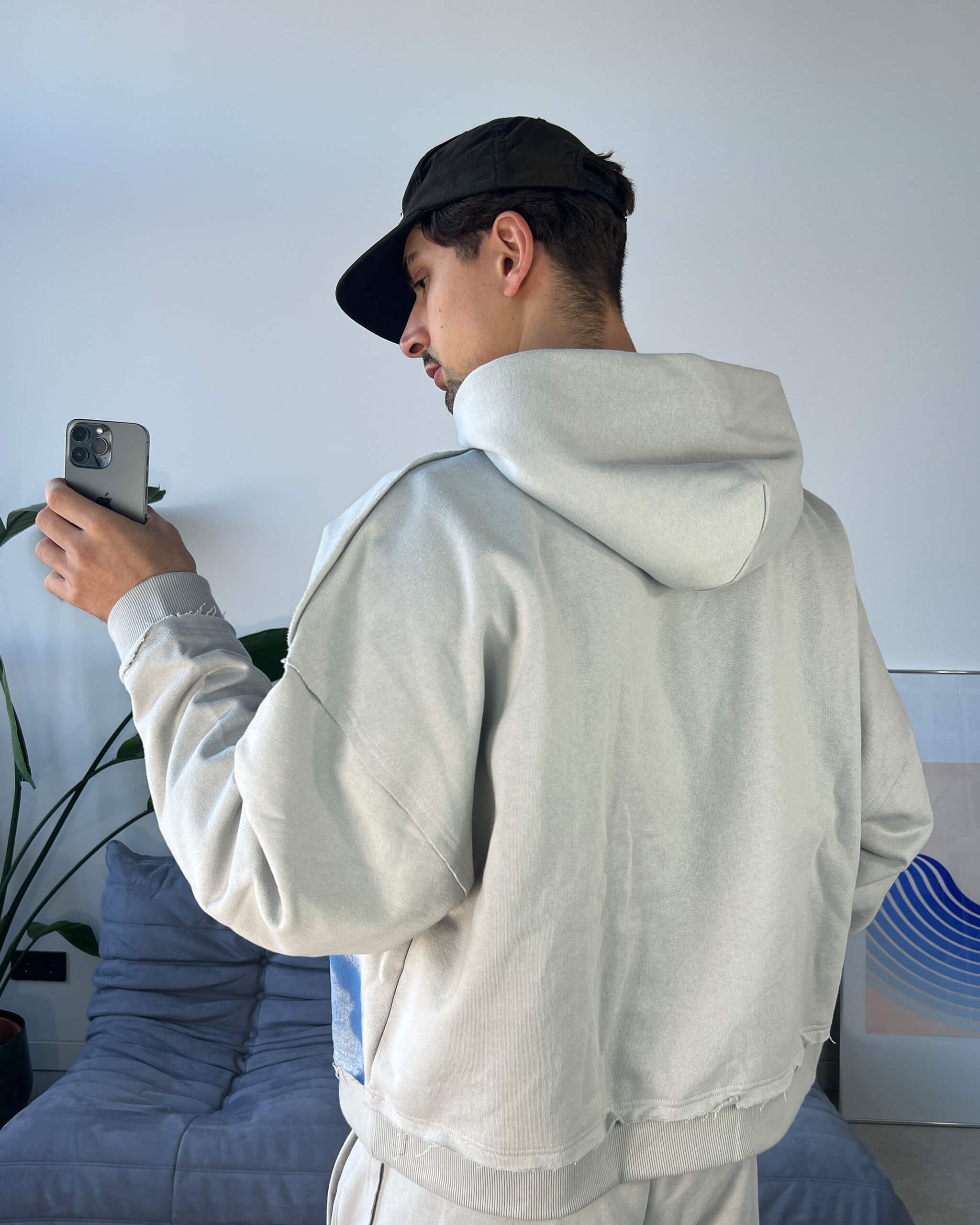 FACE HOODIE GREY - Image 5