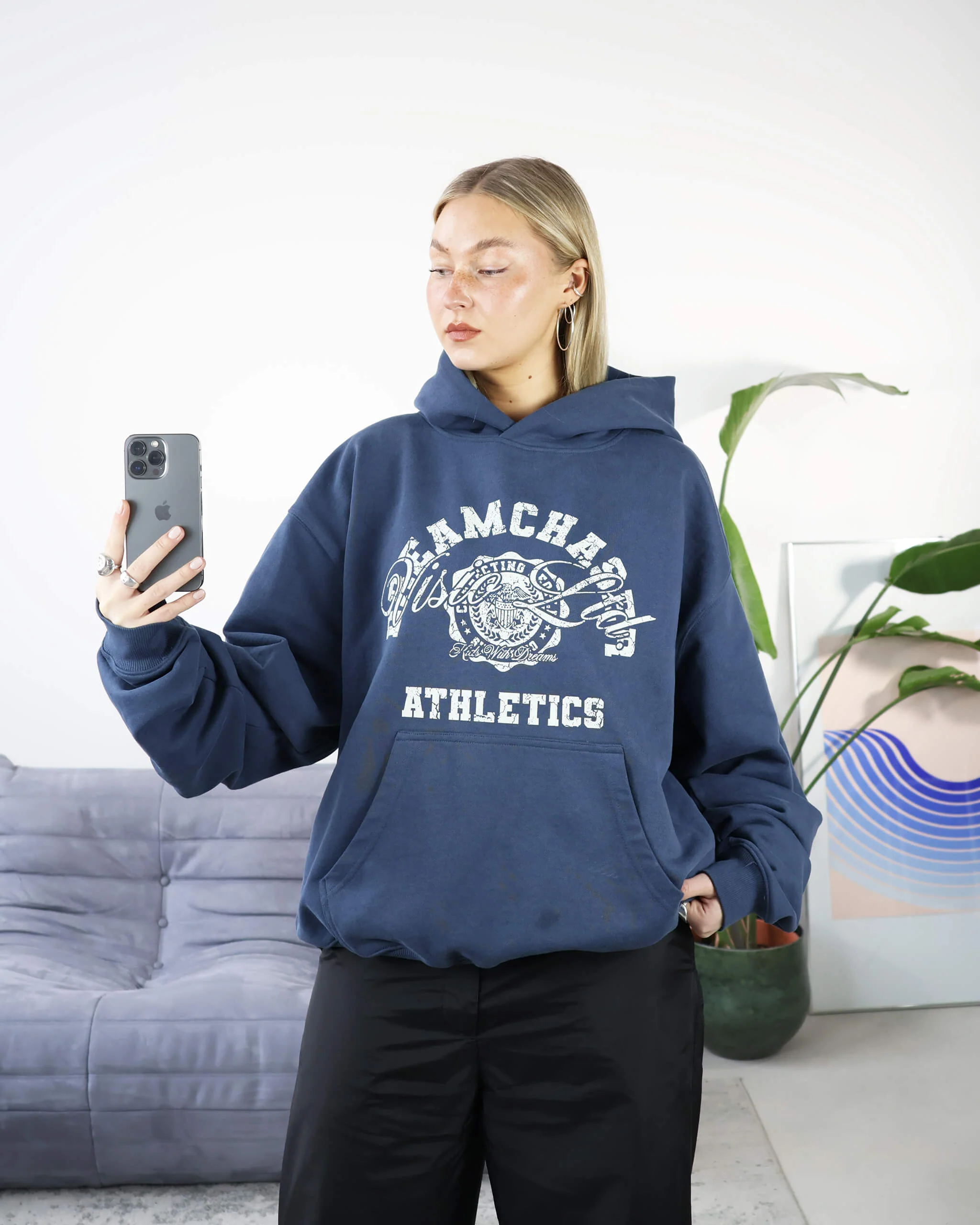 VARSITY HOODIE NAVY BLUE - Image 3